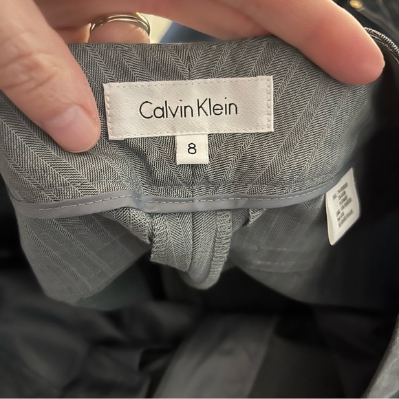 Calvin Klein Pants Women's 8 Gray Herringbone Pinstripe Career NWT - Picture 6 of 8